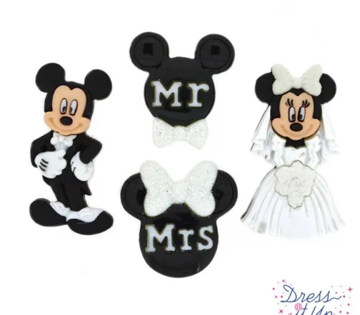 Декоративные пуговицы Dress It Up "Свадьба Микки и Минни", 4 шт., 8813