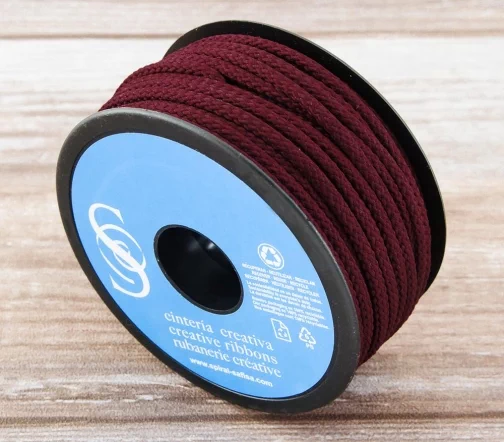 Шнур плетеный SAFISA, 4 мм, цвет бордовый, 25281-4-30