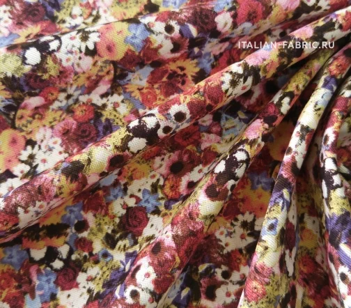 Репс "Цветочный карнавал", терракотовый, 01967-1