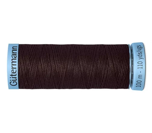 Нить Silk S303 для тонких швов, 100м, 100% шелк, цвет 696 т.шоколад, Gutermann 744590