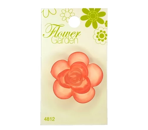 Пуговица, Flower Garden, арт. 4812, на ножке, 34 мм, пластик, персиковый прозрачный