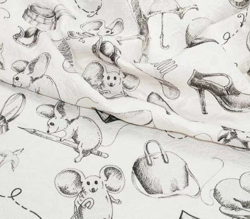 Жаккард с хлопком "Мыши на молочном", 13731
