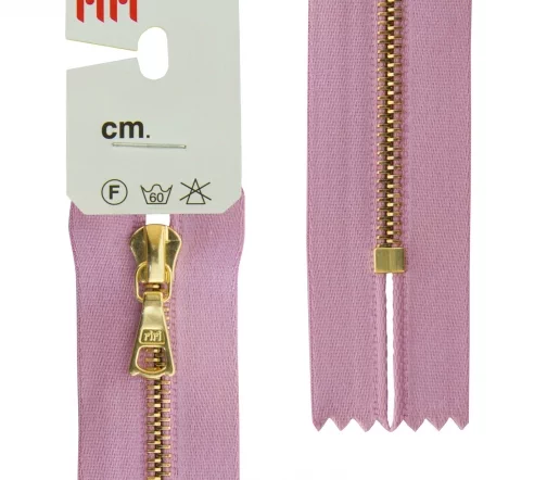 Молния RiRi атласная, металл, неразъём, 4 мм 16 см, подвеска Flach, цепь GO, цвет 9413, св-сиреневый
