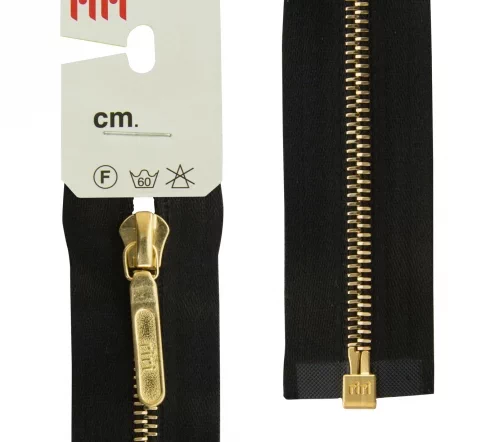 Молния RiRi атласная, металл, разъём, 1 замок 4мм 60 см, подвеска LANG24, цепь GO, цвет 2110, черный