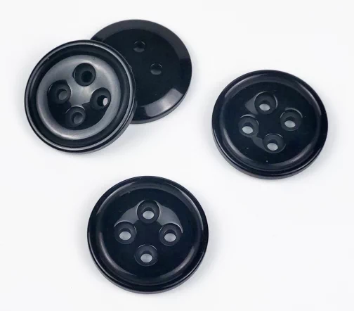 Пуговицы, Union Knopf, "Круглые, с отливом, цв. середина", 4 отв., пластик, цвет черный, 23 мм
