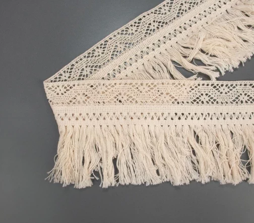 Бахрома IEMESA с мерсеризованным хлопковым кружевом, ширина 13 см, цвет топл. молоко