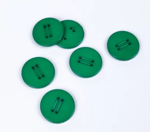 Пуговицы, Union Knopf, "Круглые, с прорезями", 4 отв., пластик, цвет зеленый, 23 мм
