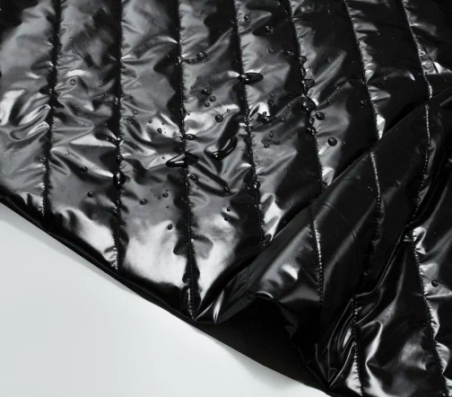 Мембранная курточная стеганая ткань на синтепоне Moncler, цвет черный, 6112222