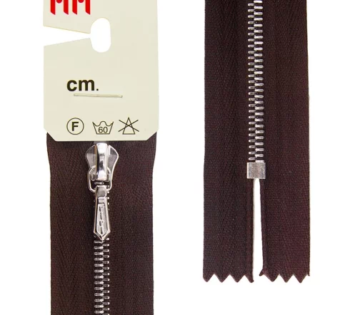 Молния Riri металл, Ni, слайдер Tropf, 4 мм, неразъёмная, 1 замок, 18 см, цвет 2226, темный шоколад