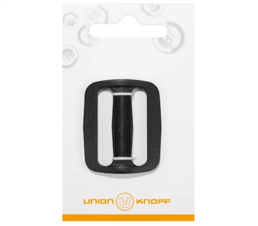Пряжка регулятор, Union Knopf, 30 мм, двухщелевая, пластик, цвет черный, 75087