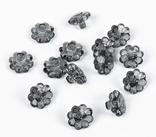 Пуговицы, Union Knopf, "Ромашка прозрачная", на ножке, пластик, цвет черно-синий, 11 мм