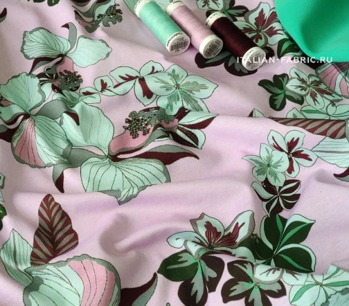 Трикотаж хлопковый "Цветы на нежно-розовом", 01655-2