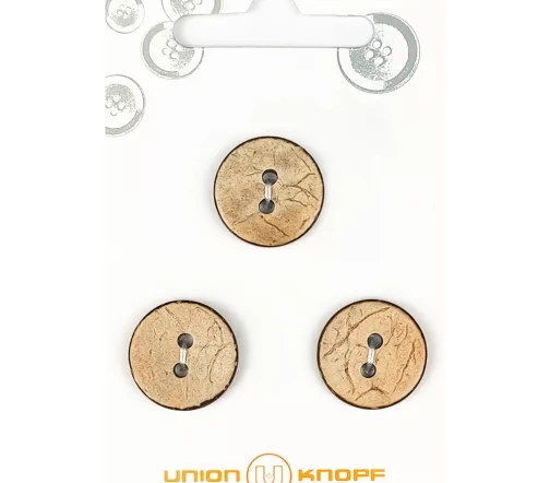 Пуговица, Union Knopf, 2 отв., кокос, 18 мм, 3 шт., 81188