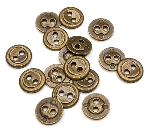 Пуговица DILL, 2 отв., металл, цвет состаренная латунь, 11 мм