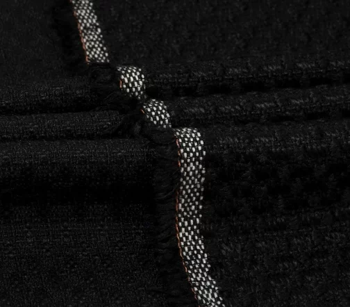 Шерсть пальтовая с фактурным рисунком, цвет черный, 01087