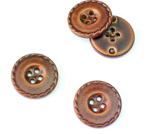 Пуговица Sandra "Косичка", 20 мм, 4 отв., пластик, коричневый, 4124S-32-17S