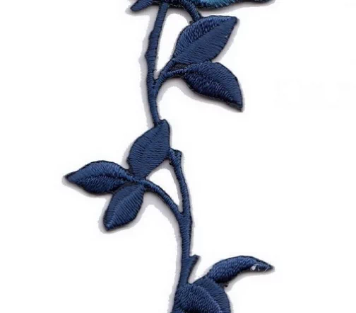 Термоаппликация "Роза со стеблем", 10,5 х 3,5 см, цвет темно-синий, 569862.D