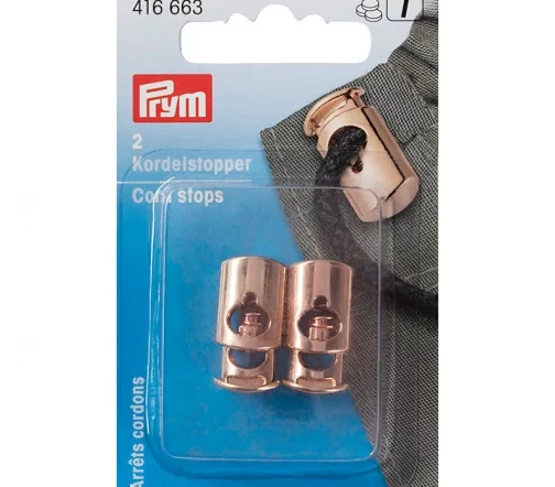 416663 Ограничители для шнура, 28*15мм, 1 отв., металл, розовое золото, 2 шт., Prym