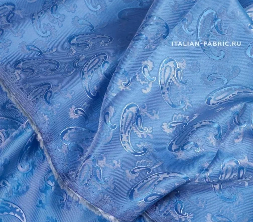 Подкладочная ткань жаккард "Пейсли", цвет голубой, 01933-1
