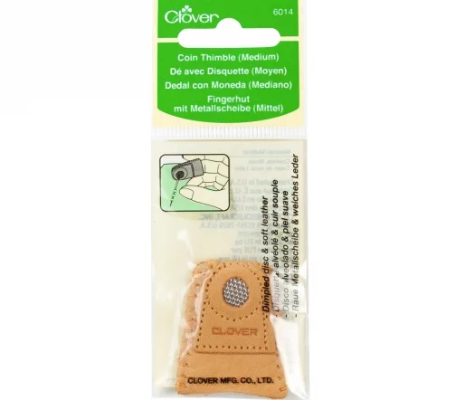 6014 Наперсток кожаный с металлической вставкой, размер M, Clover