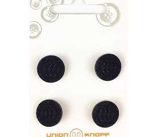 Пуговицы Union Knopf, на ножке, пластик, цв. черный, 15 мм, 4 шт., арт. 85153