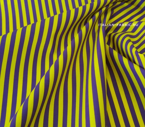 Сорочечный хлопок "Фиолетовые полоски", фон ярко-желтый, 01682