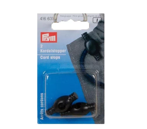 416631 Ограничители для шнурков, 30*12мм, 1 отв., пластик, цв. черный, 2 шт., Prym