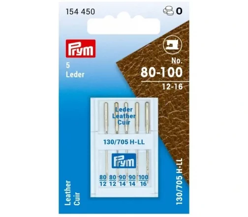 154450 Иглы для швейных машин для кожи № 80-100, 5шт., Prym