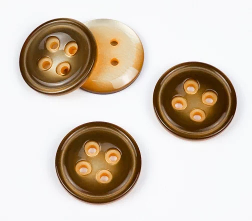 Пуговицы, Union Knopf, "Круглые, с отливом, цв. середина", 4 отв., пластик, цвет желтый, 23 мм