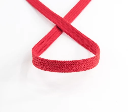 Шнур PEGA плоский хлопковый, цвет красный, 12 мм