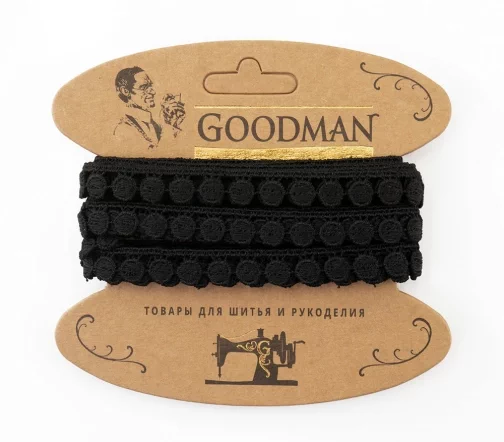 Кружево гипюр GOODMAN, ширина 12 мм, уп./4,5 м, цвет черный, G-4634.13