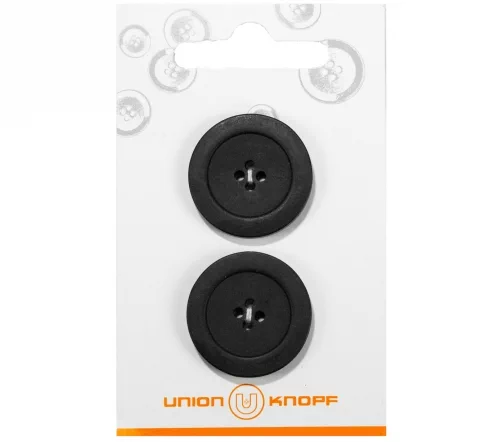 Пуговицы, Union Knopf, 4 отв., пластик, цв. черный, 25 мм, 2 шт., 79195