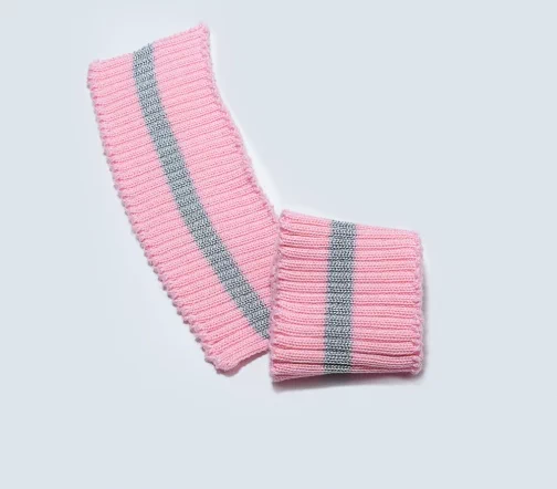 Манжеты трикотаж с полоской, цвет розовый/серый