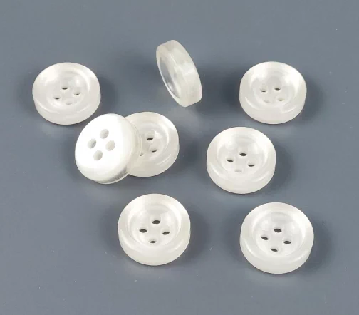Пуговицы, Union Knopf, "Круглые, прозрачные", 4 отв., пластик, цвет белый, 18 мм