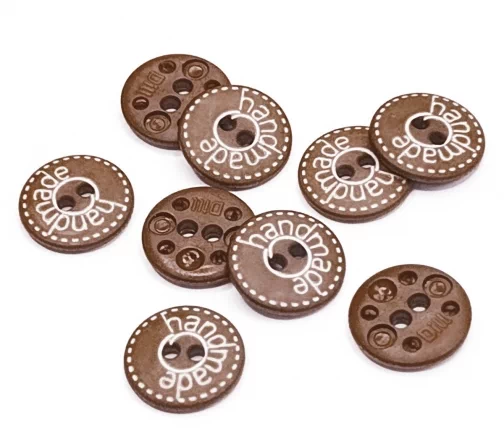 Пуговица DILL "Handmade", 2 отв., пластик, цвет коричневый, 15 мм