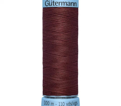 Нить Silk S303 для тонких швов, 100м, 100% шелк, цвет 174 красное дерево, Gutermann 744590