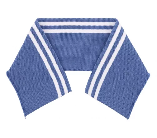 Воротник трикотажный в полоску, 8см*36см, арт. 3AR1193-7, т.голубой/белый