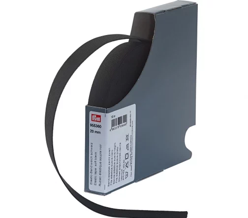 955360 Мягкая эластичная лента 20 мм, цвет черный, Prym