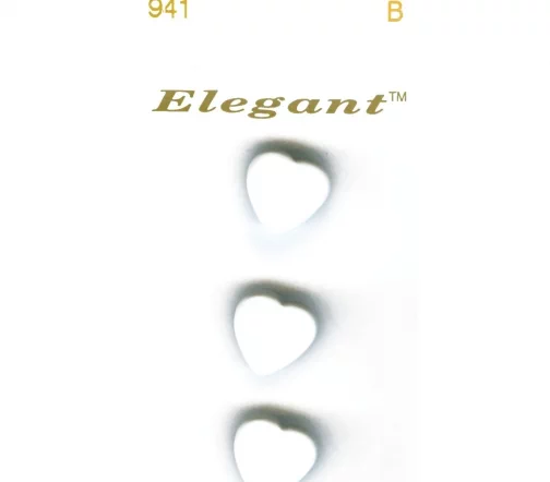 Пуговицы Elegant "Сердечки белые", арт. 941 B, на ножке, 12 мм, пластик, 3 шт.
