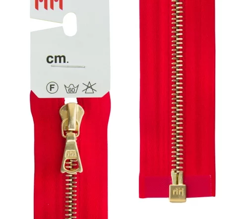 Молния RiRi атласная, металл, разъём, 1замок 4мм 70см, подв. Flach, цепь GO, цвет 9426, ярко-красный