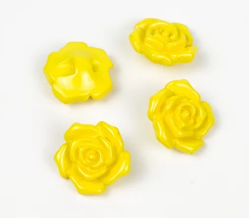 Пуговицы, Union Knopf, "Розочки", пластик, цвет желтый, 18 мм