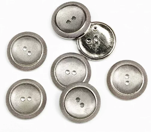 Пуговица Sandra, 28 мм, 2 отв., пластик, цвет серебристый