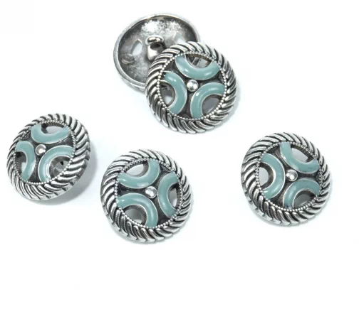 Пуговица Union Knopf, на ножке, металл, цвет св.зеленый/сост.серебро, 20 мм