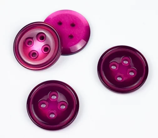 Пуговицы, Union Knopf, "Круглые, с отливом, цв. середина", 4 отв., пластик, цвет розовый, 23 мм