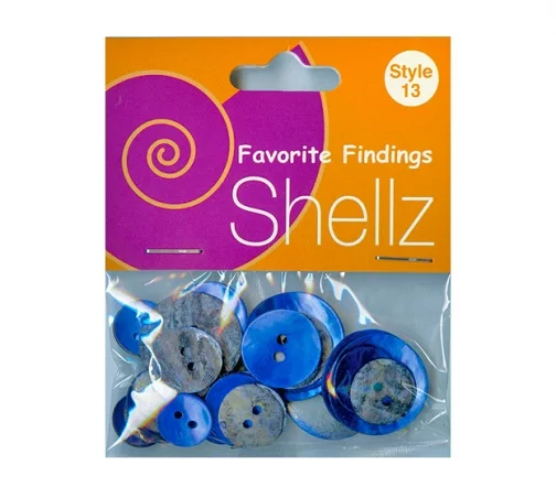 Набор пуговиц, серия Favorite Findings "Shellz Agoya Blue", перламутр, 2 отв., 13-23мм, 32 шт.