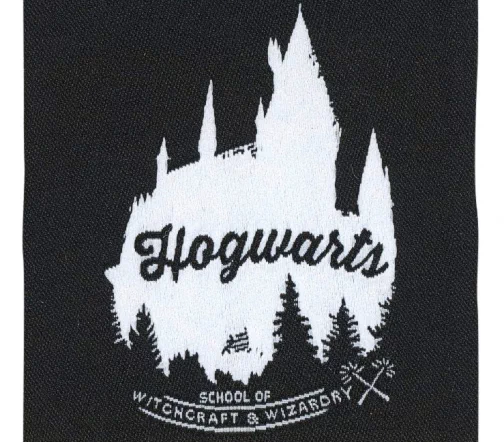 Термоаппликация "Хогвартс белый на черном", 6 x 5,7 см , арт. 37698