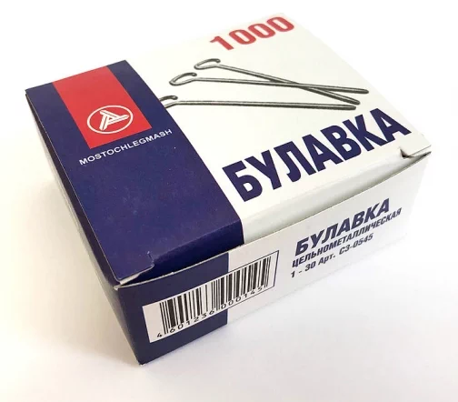 Булавки портновские, 30 мм, 1000 шт./упак.