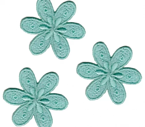 Термоаппликации HKM "Цветочки", 4 см, 3 шт, бирюзовый, арт. 33548