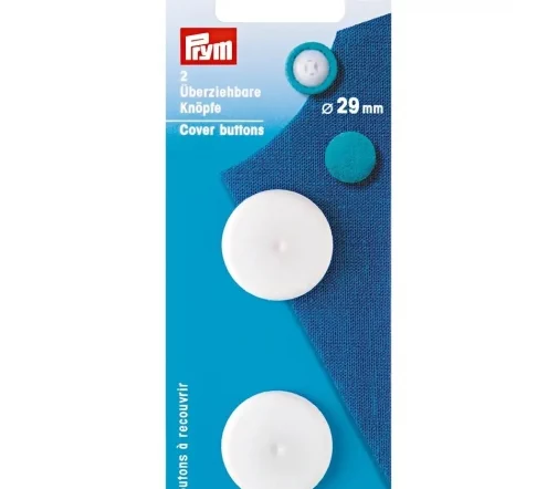 323238 Пуговицы для обтягивания тканью, пластик, белый, 29 мм, упак./2 шт., Prym
