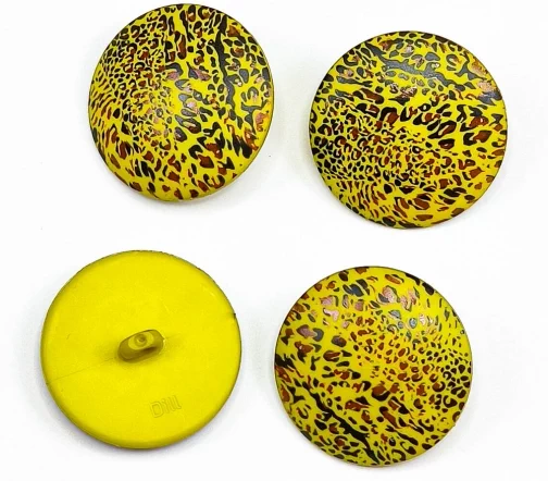 Пуговица DILL "Крапинки", на ножке, пластик, цвет желто-зеленый/коричневый, 28 мм